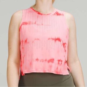 Lululemon Train to Be Tank Top Rain Stripe Marble Dye Raspberry Cream